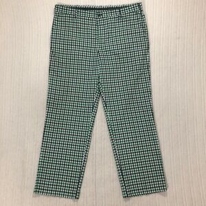 IZOD GOLF Mens Pants Green Navy Gingham Plaid Straight Leg Casual Size 40x32